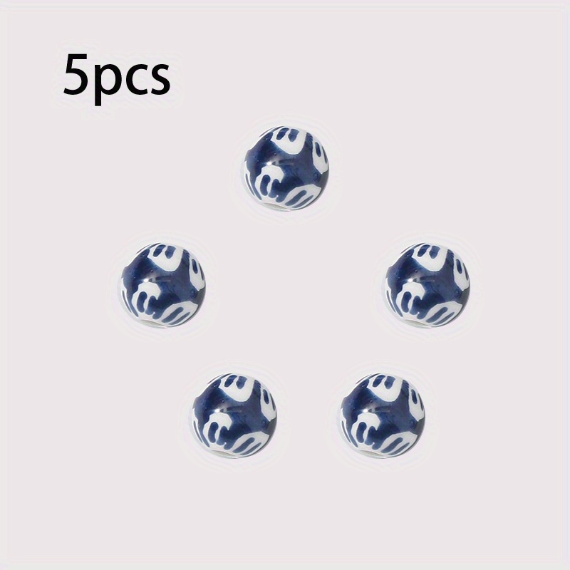 5 Hand-Painted Ceramic Beads for DIY
